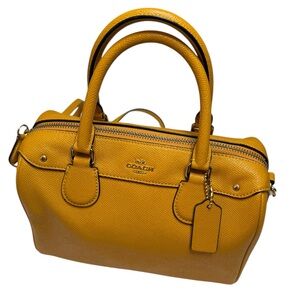 Coach Pebbled Leather Satchel Gold-tone Hardware with adjustable crossbody strap